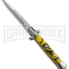 SKM 9" Italian Stiletto Yellow Swirl Killer Bee Automatic Knife - Bayonet