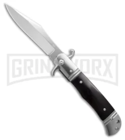 Italia 9" CZ Ebony Wood Bolster Release Automatic Knife - Satin Plain