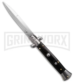 9" Frank B. Buffalo Horn Automatic Stiletto Knife - Bayonet