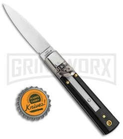 AGA Mini Classic Lever Lock Ebony Wood Automatic Knife (6' Satin) 7 AGA Mini Classic Lever Lock Ebony Wood Automatic Knife (6' Satin) -Knife Sale Shop AGA 6in Mini Classic LL Ebony Wood Auto Satin GX 37458 jr bottlecap large