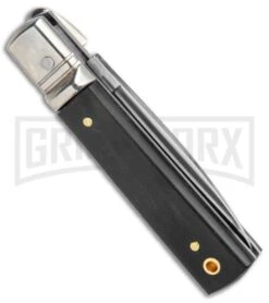 AGA Mini Classic Lever Lock Ebony Wood Automatic Knife (6' Satin) 6 AGA Mini Classic Lever Lock Ebony Wood Automatic Knife (6' Satin) -Knife Sale Shop AGA 6in Mini Classic LL Ebony Wood Auto Satin GX 37458 jr side large