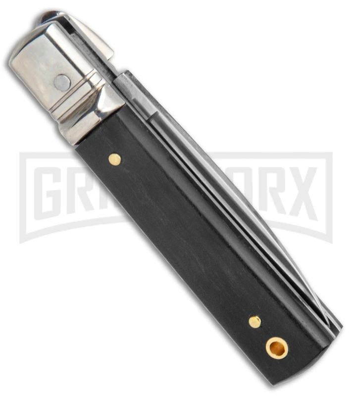 AGA Mini Classic Lever Lock Ebony Wood Automatic Knife (6' Satin) 3 AGA Mini Classic Lever Lock Ebony Wood Automatic Knife (6' Satin) - Image 3