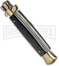 AGA Campolin 10" Brazilian Horn Picklock Stiletto Brass Bolster - Satin Kris -Knife Sale Shop AGA Campolin 10in Stiletto Brazilian Horn Kriss BP 19126 jr side large