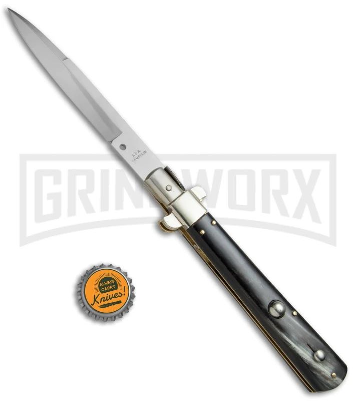 AGA Campolin 11" Stiletto Brazilian Horn Ltd. Edition Automatic Knife - Bayonet 5 AGA Campolin 11" Stiletto Brazilian Horn Ltd. Edition Automatic Knife - Bayonet - Image 5