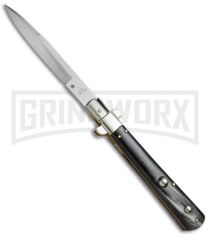 AGA Campolin 11" Stiletto Brazilian Horn Ltd. Edition Automatic Knife - Bayonet 1 AGA Campolin 11" Stiletto Brazilian Horn Ltd. Edition Automatic Knife - Bayonet