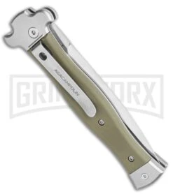 AGA Campolin Zero 10 Green G-10 Leverlock Automatic Knife -Dagger Satin Plain 6 AGA Campolin Zero 10 Green G-10 Leverlock Automatic Knife -Dagger Satin Plain -Knife Sale Shop AGA Campolin Zero Dagger Leverlock Automatic Knife G10 Grn Coated 3.75 Polish BHQ 115850 LS Side large