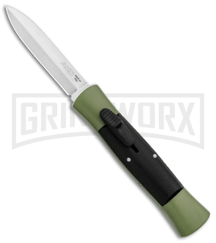 AKC 007 Concord Green/Black OTF Automatic Knife - Dagger Satin 1 AKC 007 Concord Green/Black OTF Automatic Knife - Dagger Satin