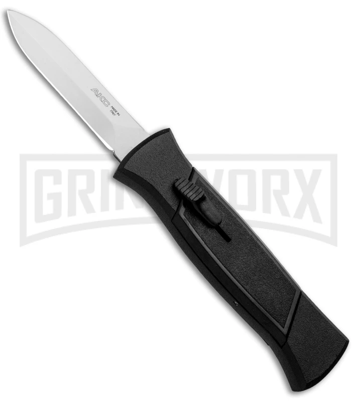 AKC 777 Blackfinger Black OTF Automatic Knife - Dagger Satin Plain 1 AKC 777 Blackfinger Black OTF Automatic Knife - Dagger Satin Plain