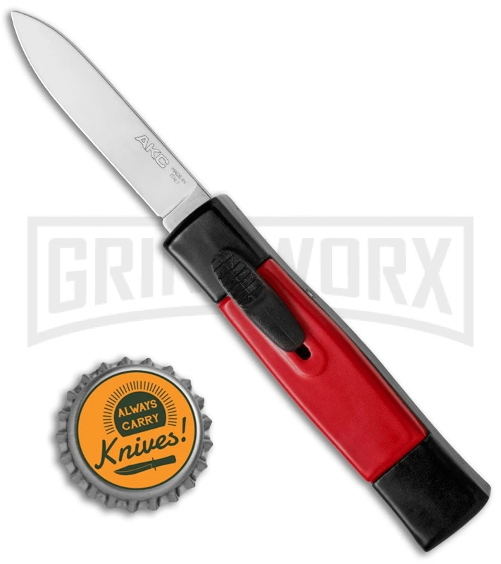 AKC Minion Concord Black/Red OTF Automatic Knife - Dagger Satin Plain 4 AKC Minion Concord Black/Red OTF Automatic Knife - Dagger Satin Plain - Image 4