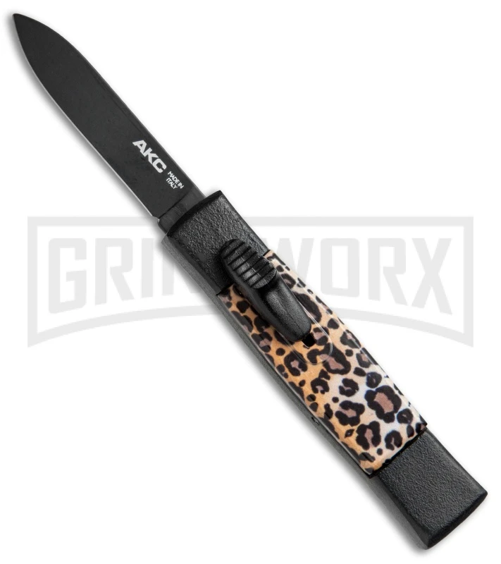 AKC Minion Concord Leopard OTF Automatic Knife - Flat Black Plain 1 AKC Minion Concord Leopard OTF Automatic Knife - Flat Black Plain