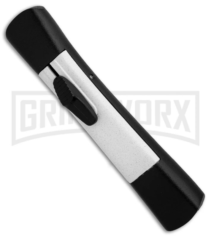 AKC Concord Black/White OTF Automatic Knife - Tanto Satin Plain 3 AKC Concord Black/White OTF Automatic Knife - Tanto Satin Plain - Image 3
