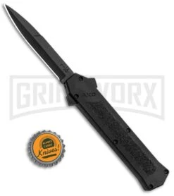AKC F-16 Black Inlay D/A OTF Automatic Knife - Bayo Black Plain -Knife Sale Shop AKC F DA Bayo OTF Black Inlay Black BHQ 83219 jr bottlecap large