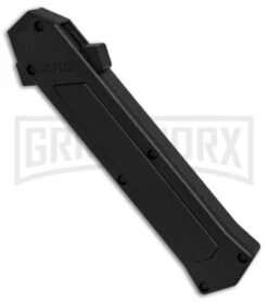 AKC F-16 Black Inlay D/A OTF Automatic Knife - Bayo Satin Plain -Knife Sale Shop AKC F16 DA Bayonet Black Inlay satin BHQ 79503 er spine large