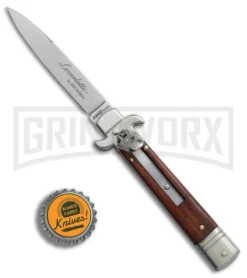 AKC 7.75" Bill DeShivs Leverletto Cocobolo Automatic Knife - Flat Grind 7 AKC 7.75" Bill DeShivs Leverletto Cocobolo Automatic Knife - Flat Grind -Knife Sale Shop AKC Leverletto 7 75in cocobolo satin flat BHQ 75617 er bottlecap large