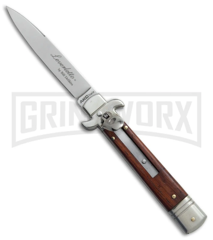 AKC 7.75" Bill DeShivs Leverletto Cocobolo Automatic Knife - Flat Grind 1 AKC 7.75" Bill DeShivs Leverletto Cocobolo Automatic Knife - Flat Grind