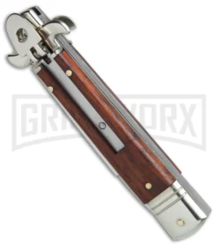 AKC 7.75" Bill DeShivs Leverletto Cocobolo Automatic Knife - Flat Grind 6 AKC 7.75" Bill DeShivs Leverletto Cocobolo Automatic Knife - Flat Grind -Knife Sale Shop AKC Leverletto 7 75in cocobolo satin flat BHQ 75617 er spine large