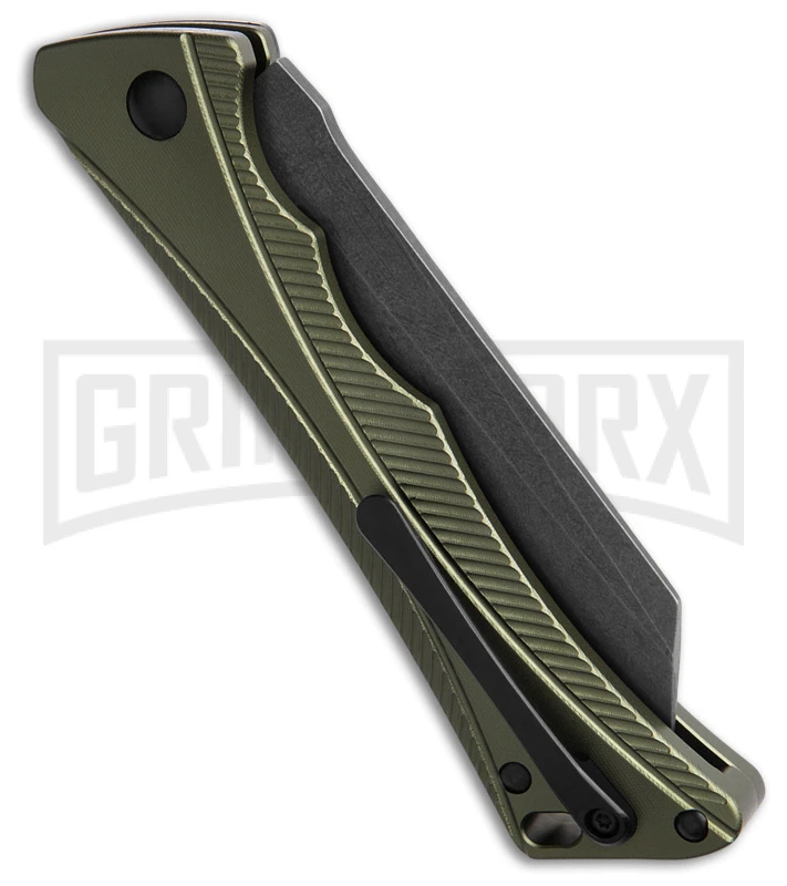AKC Smarty Green W/Black Bolster Automatic Knife Reverse Tanto - Black SW Plain 3 AKC Smarty Green W/Black Bolster Automatic Knife Reverse Tanto - Black SW Plain - Image 3