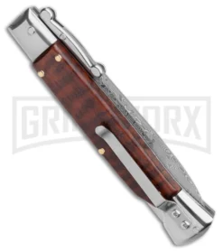 AKC Swinguard 9" Snakewood (Damascus Bayonet Blade) -Knife Sale Shop AKC Swinguard 9in Snakewood Damascus Bayo GX 4274 jr side large
