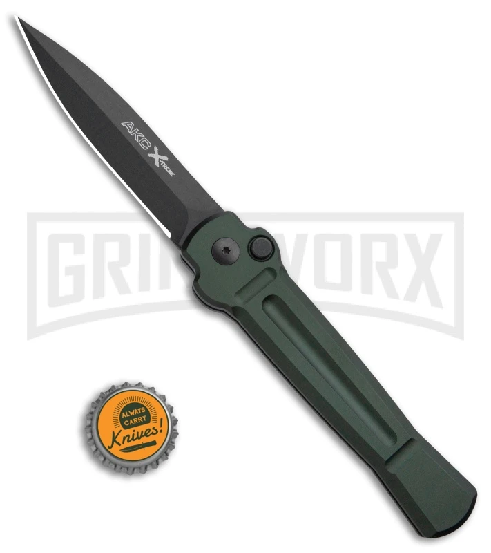 AKC X-treme Ace Dark Green Automatic Knife - Black Plain 4 AKC X-treme Ace Dark Green Automatic Knife - Black Plain - Image 4