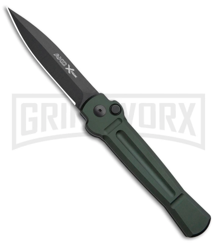 AKC X-treme Ace Dark Green Automatic Knife - Black Plain 1 AKC X-treme Ace Dark Green Automatic Knife - Black Plain