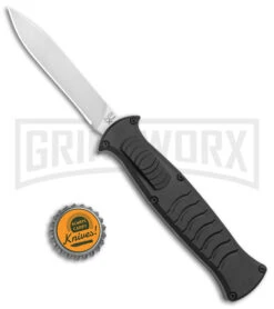 AKC X-treme EVO Black OTF Automatic Knife W/ Pocket Clip - Satin Plain -Knife Sale Shop AKC X Treme EVO OTF Auto Black Satin DP BHQ 141226 jr bottlecap large