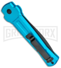 AKC X-treme ACE Light Blue Automatic Knife - Black -Knife Sale Shop AKC X treme Ace Auto Light Blue Black ACE LBLB BHQ 115396 jr side large