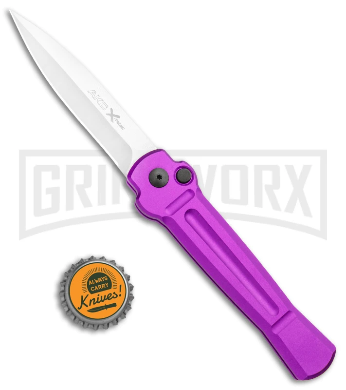 AKC X-treme Ace Purple Automatic Knife - Stonewash Plain 4 AKC X-treme Ace Purple Automatic Knife - Stonewash Plain - Image 4