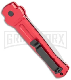 AKC X-treme Ace Red Automatic Knife - Satin Plain -Knife Sale Shop AKC X treme Ace Auto Red Satin BHQ 105468 jr side large