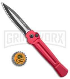 AKC X-treme Ace Red Automatic Knife - Two Tone Plain -Knife Sale Shop AKC X treme Ace Auto Red TT BHQ 143382 jr bottlecap large