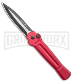 AKC X-treme Ace Red Automatic Knife - Two Tone Plain
