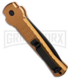 AKC X-treme Ace1 Gold Aluminum Automatic Knife - Black Plain 5 AKC X-treme Ace1 Gold Aluminum Automatic Knife - Black Plain -Knife Sale Shop AKC X treme Ace Automatic Knife Gold 3in Black BHQ 189017 td side large