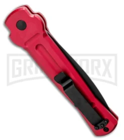 AKC X-treme Ace Red Automatic Knife - Black Plain -Knife Sale Shop AKC X treme Ace Automatic Knife Red 3.6 Black BHQ 123056 LS Side large