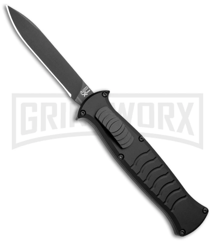 AKC X-treme EVO Black OTF Automatic Knife W/ Pocket Clip - Black Plain 1 AKC X-treme EVO Black OTF Automatic Knife W/ Pocket Clip - Black Plain