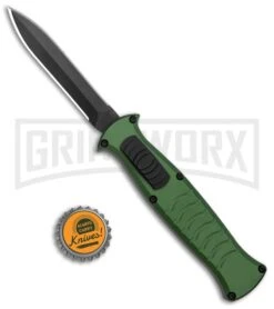 AKC X-treme EVO Green OTF Automatic Knife - Dagger Black Plain -Knife Sale Shop AKC X treme EVO OTF Auto Dagger Green Black GX 37364 jr bottlecap large
