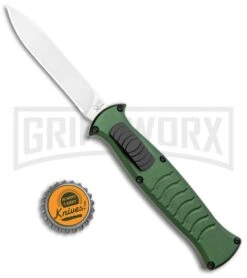 AKC X-treme EVO Green OTF Automatic Knife - Satin Plain -Knife Sale Shop AKC X treme EVO OTF Auto Green Satin BHQ 105417 jr bottlecap large