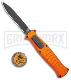 AKC X-treme EVO Orange OTF Automatic Knife - Black Plain -Knife Sale Shop AKC X treme EVO OTF Auto Orange Black BHQ 105416 jr bottlecap large