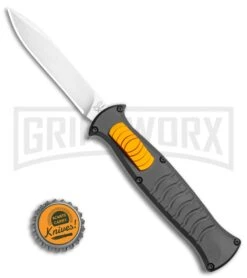 AKC X-treme EVO Black / Orange Slide OTF Automatic Knife - Satin Plain -Knife Sale Shop AKC X treme EVO OTF Automatic Knife Black Orange Slide 3.5in Satin BHQ 114879 LS Bottlecap large