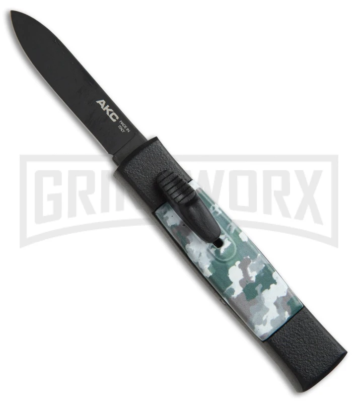 AKC Minion Concord Arctic Camo OTF Automatic Knife - Black Flat 1 AKC Minion Concord Arctic Camo OTF Automatic Knife - Black Flat