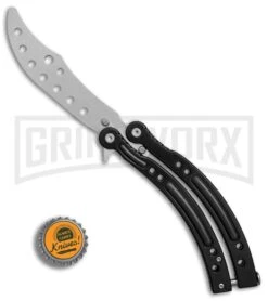 Andux CS Black Balisong Butterfly Trainer - Satin Holes 7 Andux CS Black Balisong Butterfly Trainer - Satin Holes -Knife Sale Shop Andux CS black trainer satin holes BP 24582 er bottlecap large