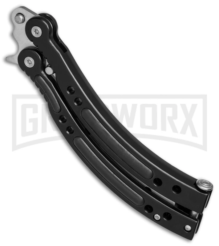 Andux CS Black Balisong Butterfly Trainer - Satin Holes 2 Andux CS Black Balisong Butterfly Trainer - Satin Holes - Image 2