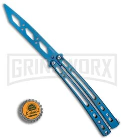 Andux Spectre Blue Balisong Butterfly Trainer - Tanto Blue -Knife Sale Shop Andux Spectre Blue trainer tanto blue BP 24593 er bottlecap large