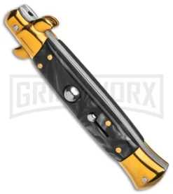 Knife Sale Shop -Knife Sale Shop Anomaly Stiletto Black Pearlex AK 9in Gold Bayo GX 39375 td spine large