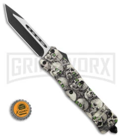 Atomic Defender Large OTF Automatic Knife Ghost White Skull - Two Tone Tanto -Knife Sale Shop Atomic Defender Large OTF AK Ghost White Skull Two Tone Tanto GX 40367 td size large