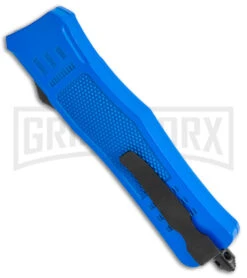 Medium Atomic Defender Blue Automatic Dagger Knife - Two-Tone Plain 6 Medium Atomic Defender Blue Automatic Dagger Knife - Two-Tone Plain -Knife Sale Shop Atomic Defender Medium OTF Auto Blue TT Dagger BHQ 141094 jr side 2 large