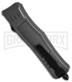 Atomic Defender Medium OTF Automatic Knife Gray - Two Tone Serrated Dagger -Knife Sale Shop Atomic Defender Medium OTF Automatic Knife Gray Two Tone Serrated Dagger GX 38808 td side large