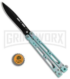 Bear Ops Bear Song IV Cyan Speckle Blue Butterfly Knife - Black -Knife Sale Shop Bear Ops Bear Song IV Butterfly Cyan Speckle Blue Black B 400 AICY B BHQ 83465 jr bottlecap large