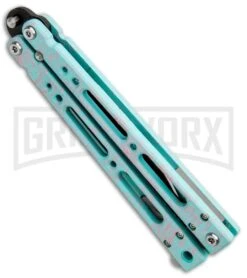 Bear Ops Bear Song IV Cyan Speckle Blue Butterfly Knife - Black -Knife Sale Shop Bear Ops Bear Song IV Butterfly Cyan Speckle Blue Black B 400 AICY B BHQ 83465 jr side large