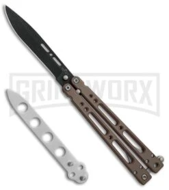 Bear OPS Bear Song IV Dark Sand Balisong Butterfly Knife W/Trainer - Black Plain