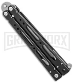 Bear OPS Bear-Song IV Black Tanto Butterfly Knife - Bead Blast Plain -Knife Sale Shop Bear Ops Bear Song IV tanto black bb BHQ 39364 er side large