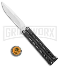 Bear Ops Bear Song VIII Black Butterfly Knife - Bayonet Satin Plain -Knife Sale Shop Bear Ops Bear Song VIII Butterfly Bayo Black Satin B 820 SSBK S BHQ 107304 jr bottlecap large
